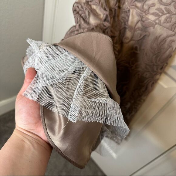 Adrianna Papell Mocha Brown Floral Lace Soutache Dress Sz 6 - Picture 7 of 9